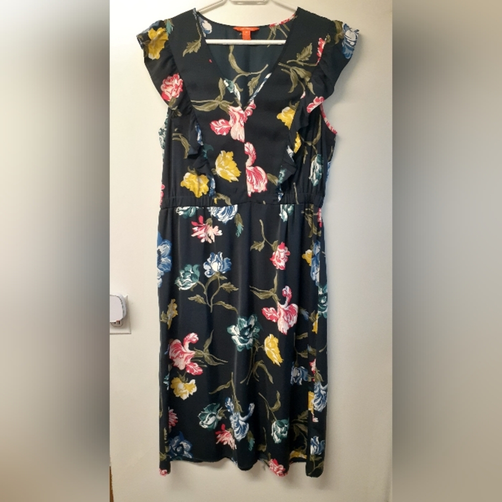Pretty Joe Fresh dark blue floral dress - size large